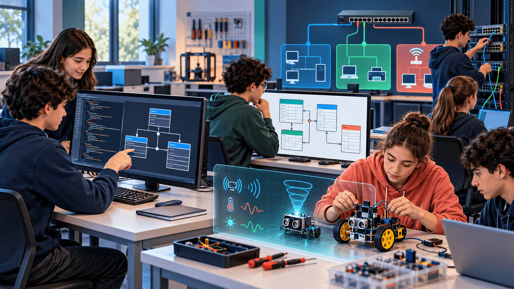 10. sınıf öğrencilerinin Nesne Tabanlı Programlama konularını uyguladığı bilişim laboratuvarı